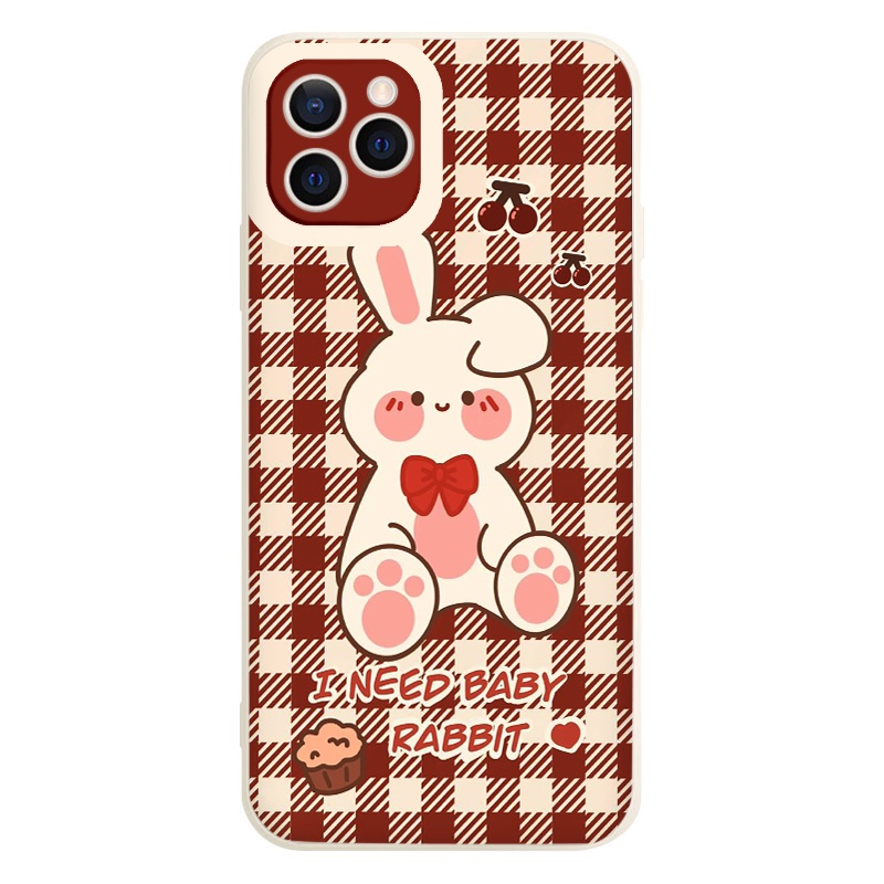 Ốp iphone kẻ caro I need baby rabit ốp lưng IPHONE 11 X XR XSMAX 11PROMAX 12 12PRO MAX 13 13 PROMAX vuông cạnh