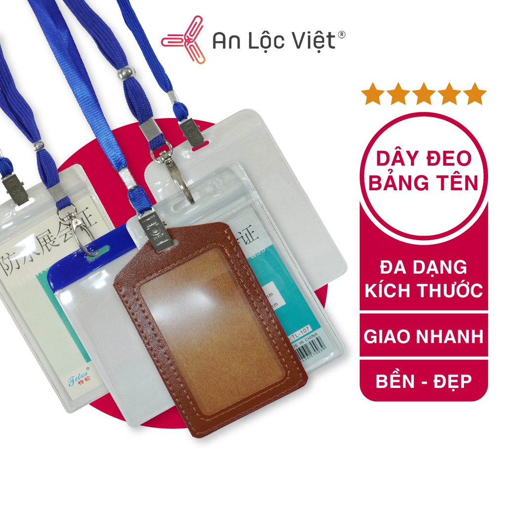 Combo 10 Dây đeo thẻ - Bảng tên nhựa - da các loại bảng tên học sinh, sinh viên