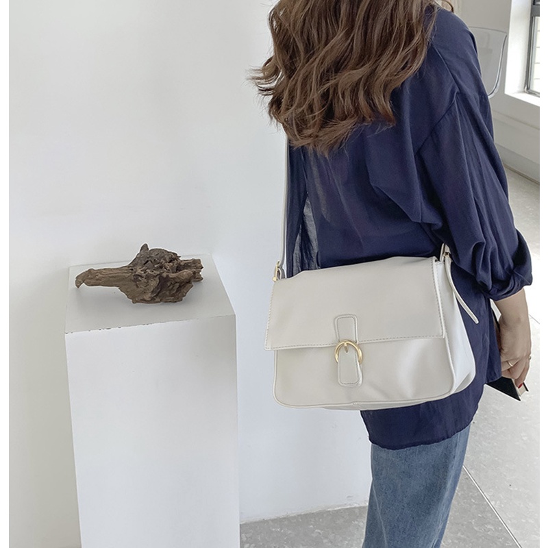 Túi đeo chéo màu sắc đơn giản sức chứa lớn có khóa thời trang cho nữ