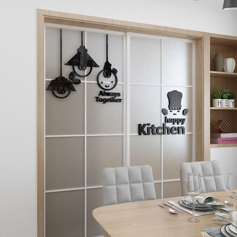 Tranh mica dán tường - happy kitchen trang trí bếp, phòng ăn, bàn ăn