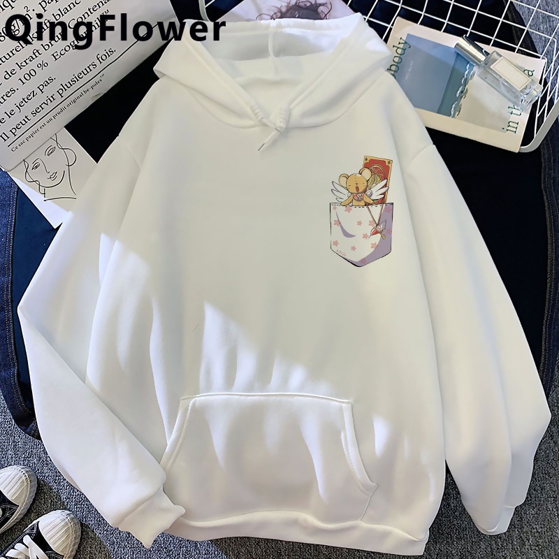 Áo Hoodie Họa Tiết Sakura Thủ Lĩnh Thẻ Bài Phong Cách hip hop Đường Phố Cho Nam
