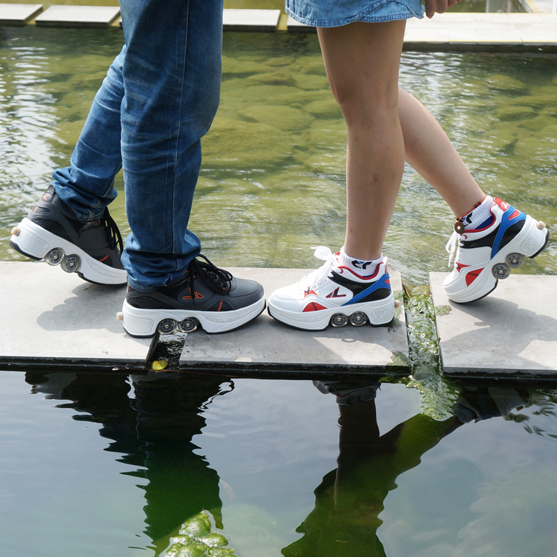Giày đi bộ Giày đi bộ Giày đi bộ bốn bánh giày trượt băng cho người lớn trẻ em giày trượt băng trượt học sinh