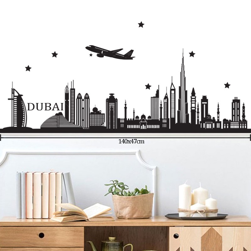 Hình Dán Tường Trang Trí Phòng Khách,Trang Trí Quán,Trang Trí Phòng Ngủ | Decal Dán Tường Chủ Đề Thành Phố Dubai