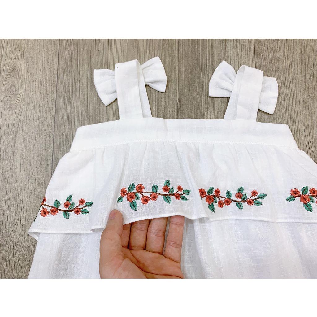 BỘ LỬNG THÊU VAI NƠ ZARA ĐÁNG YÊU CHO BÉ 9-30KG