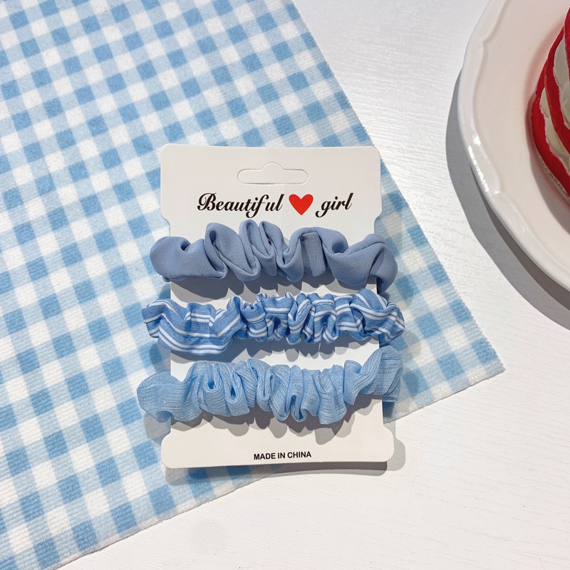 Set 3 Dây Cột Tóc Nữ Bằng Vải Nhiều Màu Họa Tiết Đơn Giản Thời Trang Phong Cách Hàn Quốc