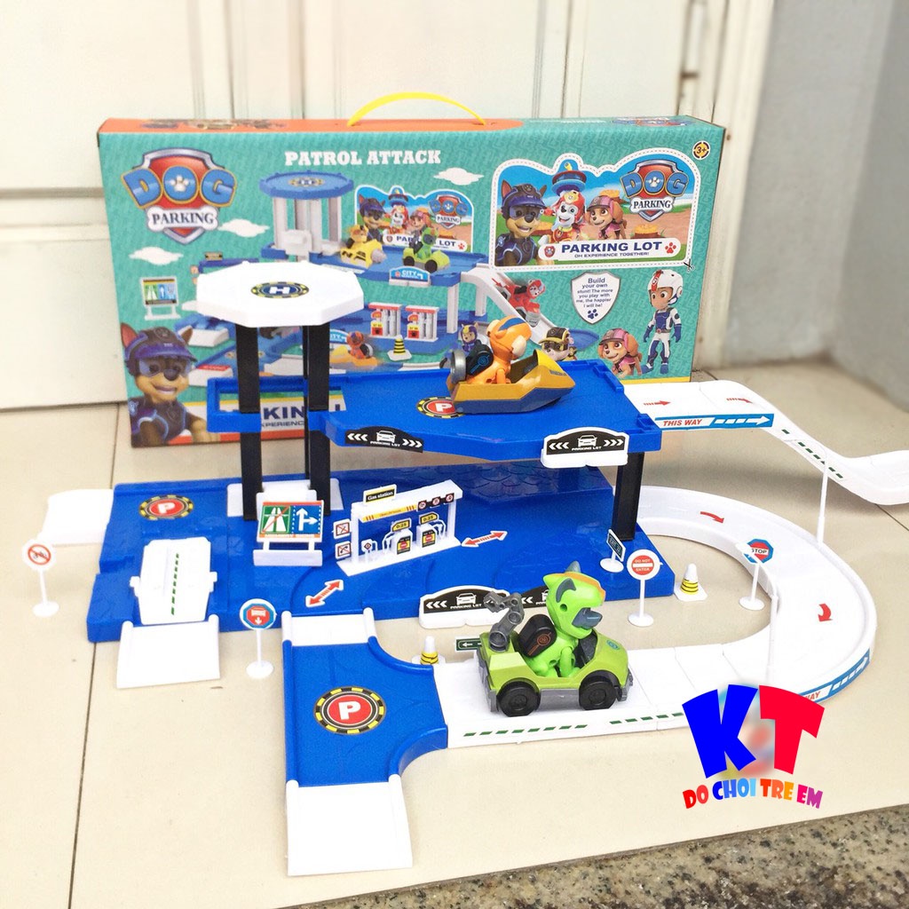 Đồ Chơi Mô Hình Bãi Đỗ Xe Những Chú Chó Cứu Hộ Poli Car Parking Lot Chất Liệu Nhựa ABS An Toàn Cho Bé