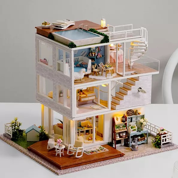 Bộ đồ chơi lắp ráp mô hình nhà búp bê DIY Doll House Miniature- HAVE A NICE DAY A-077-B