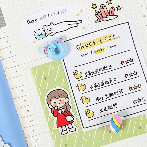 Giấy ghi chú lên kế hoạch hàng tuần dễ thương