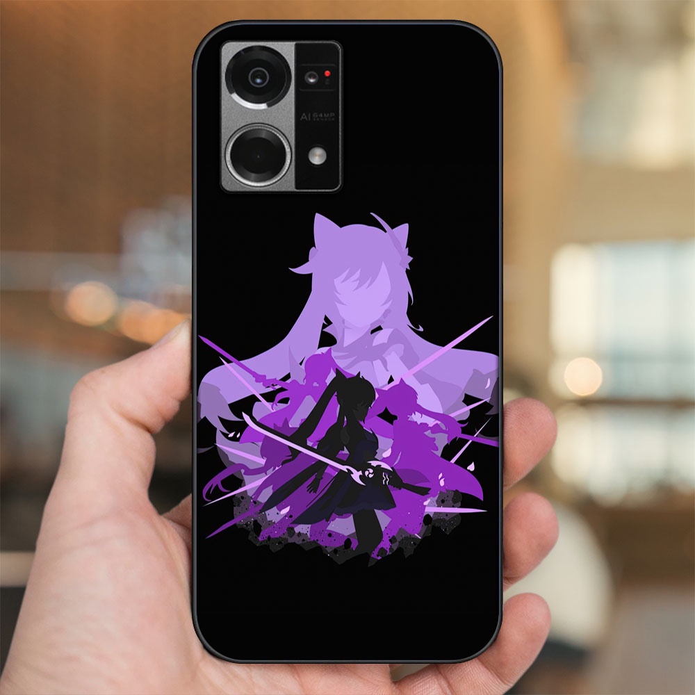 Ốp lưng Oppo Reno 7 4G viền đen in hình Keqing Genshin Impact