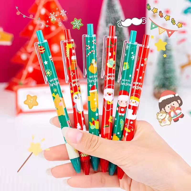 Bút Mực Gel Họa Tiết Giáng Sinh Hoạt Hình Có Thể Thu Gọn
