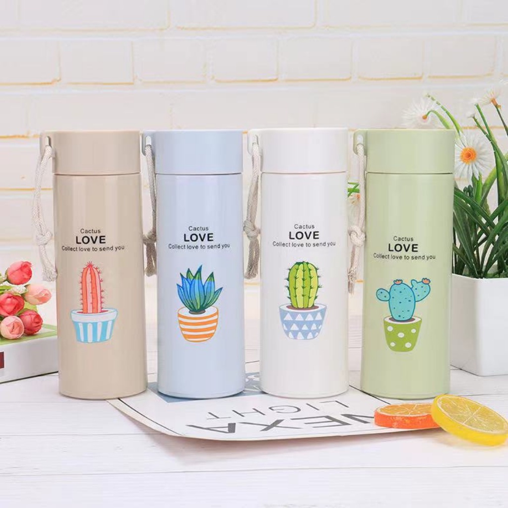 Binh đựng nước thủy tinh xương rồng nhiều màu sắc 500ML