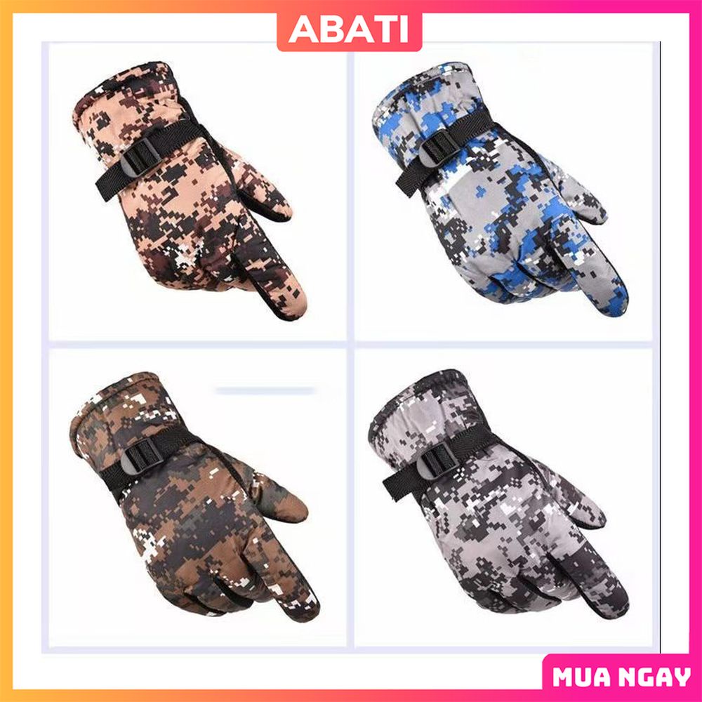 Găng tay xe máy nam nữ unisex lót nỉ chống nước chống gió ấm áp cao cấp ABATI Găng tay xe máy phượt mùa đông GT05