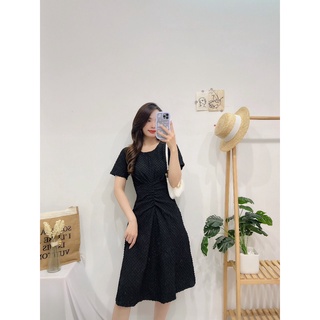 Đầm váy xốp nổi nhún eo - hình shop chụp