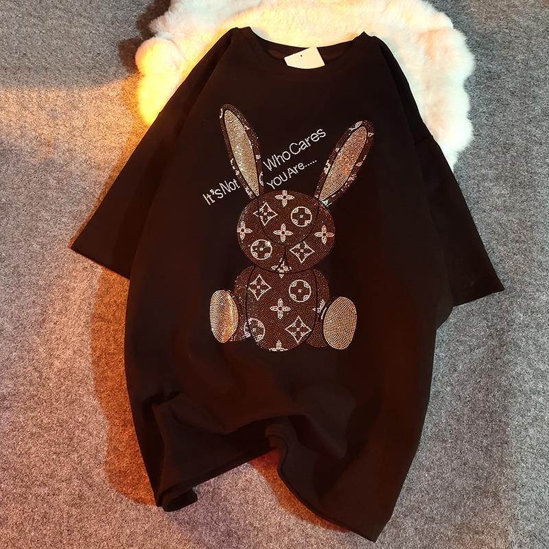 Áo Thun Thỏ Đính Đá 2021 Unisex