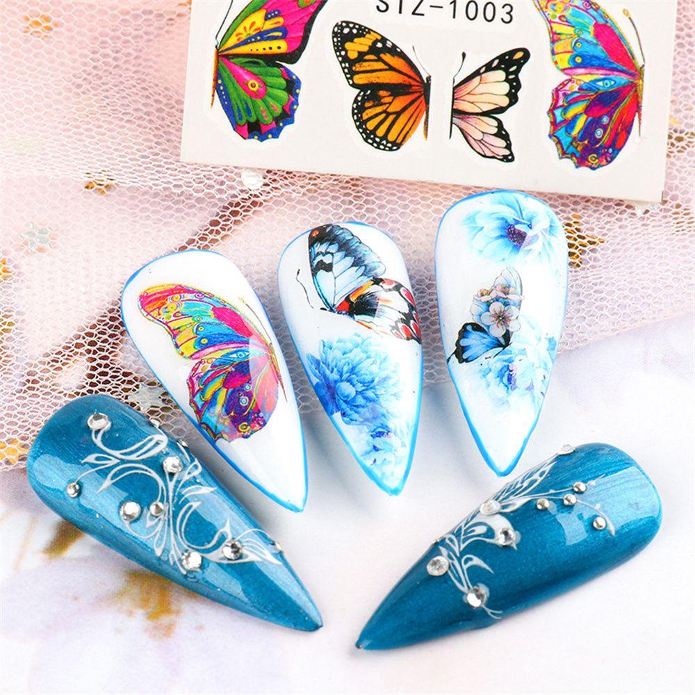 Miếng Dán Trang Trí Móng Tay Hình Bướm Xanh Dương / Đen DIY