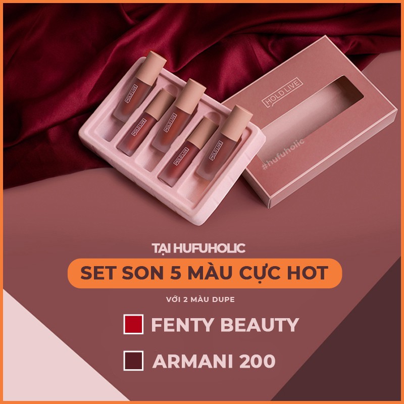 Set 5 thỏi son kem lì mini Light Matte lip Glaze Suite dupe Fenty Beauty Giorgio Armani