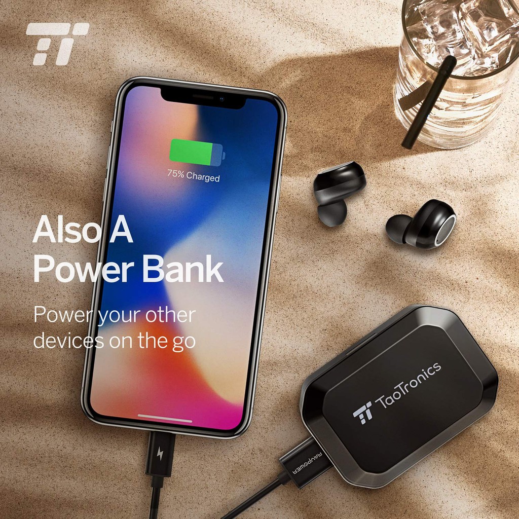 Tai Nghe TaoTronics EarBud Bluetooth kết hợp có Mic Chống Nước IPX7 120 Giờ TT-BH052 - Hàng Chính Hãng