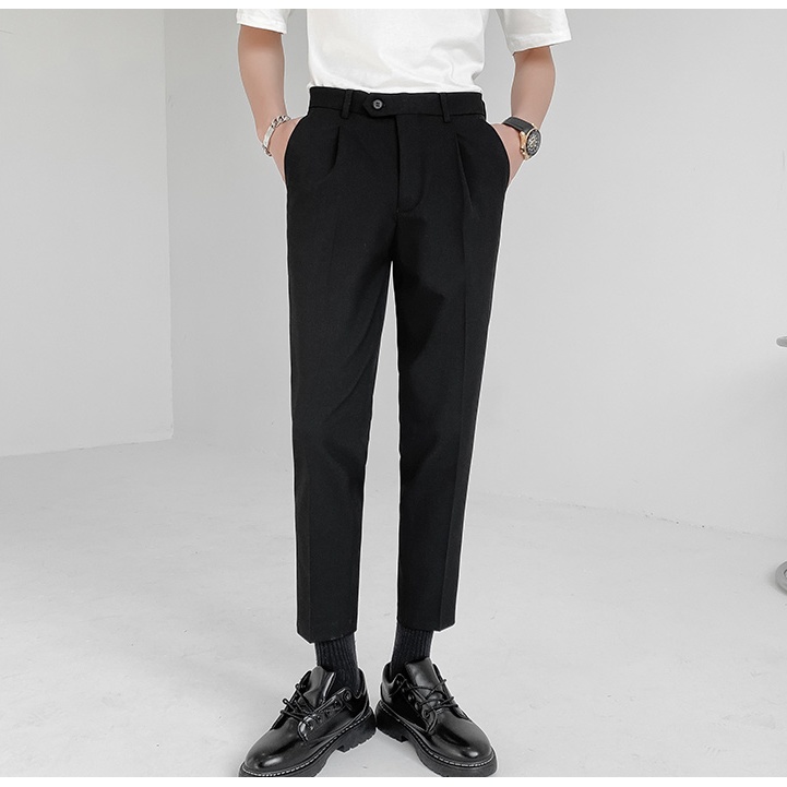 Quần Âu Nam Hàn Quốc Đẹp Cao Cấp Dáng Suông, Quần baggy nam đen - be co giãn tốt thời trang DT_Limited