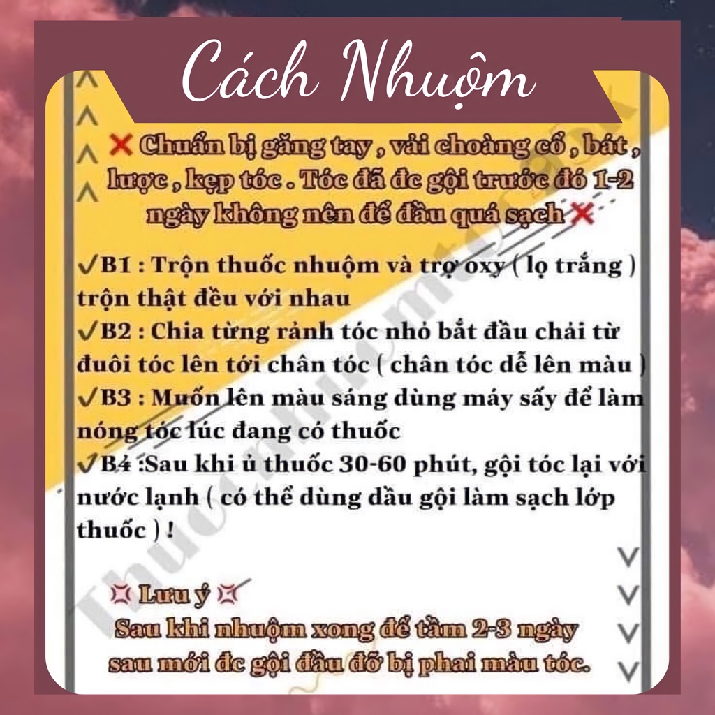 Thuốc Nhuộm Tóc Tím Than không cần tẩy từ nền đen có dưỡng tặng kèm oxi