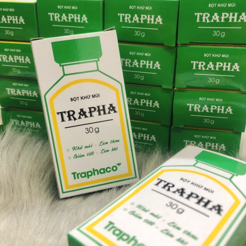 BỘT KHỬ MÙI TRAPHA - ĐÁNH BAY MÙI ẨM, HÔI GIÀY, HÔI CHÂN - CHAI 30G