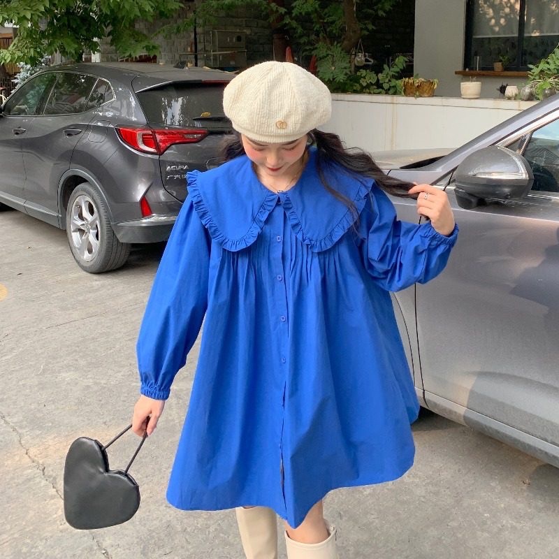 Đầm sơmi babydoll cổ bèo dễ thương hàng quảng châu