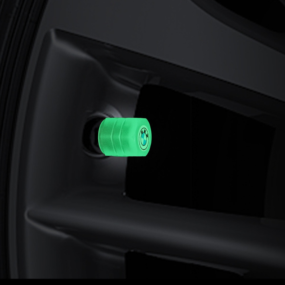 4Pcs Pack Car Brand Logo Fluorescent Color Luminous Car Tires Valve Cap / Universal Dustproof Decorative Self-luminous Bike Valve Cover / Portable Truck Motorcycle Tire Air Cap