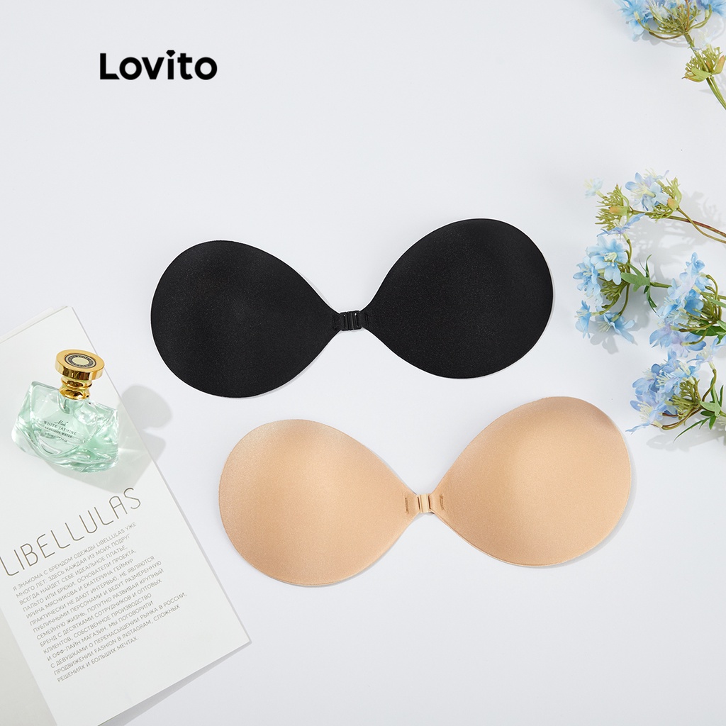 Lovito Bình thường Đẩy lên phía trước Phụ kiện đồ lót nữ có đệm lót L344L074 (Mơ / Đen)