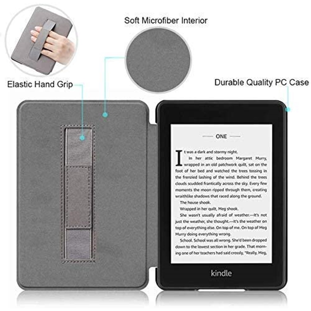 Bao Da Máy Đọc Sách PU Từ Tính Siêu Nhẹ Có Dây Đeo Tay Cho Amazon Kindle Paperwhite 11th M2L3EK / M2L4EK 2021