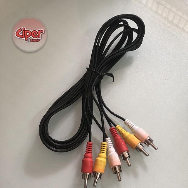 CÁP AV 6 ĐẦU BÔNG SEN 1.5m,  - CÁP AV 6 ĐẦU