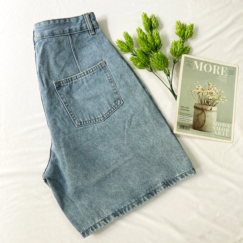 Quần đùi nữ từ 45-51kg jean dày không giãn lưng dây kéo - hàng đẹp - QU058