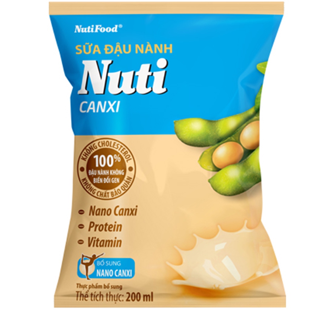 Bịch Sữa Đậu Nành Nuti Canxi Bịch 200ml-TUHStore