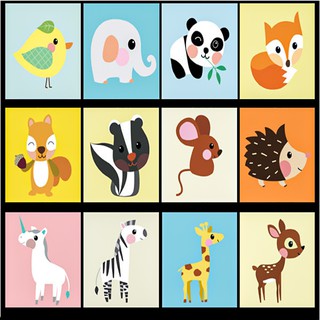 Tranh sơn dầu số hóa động vật ngộ nghĩnh tranh treo tường trẻ em