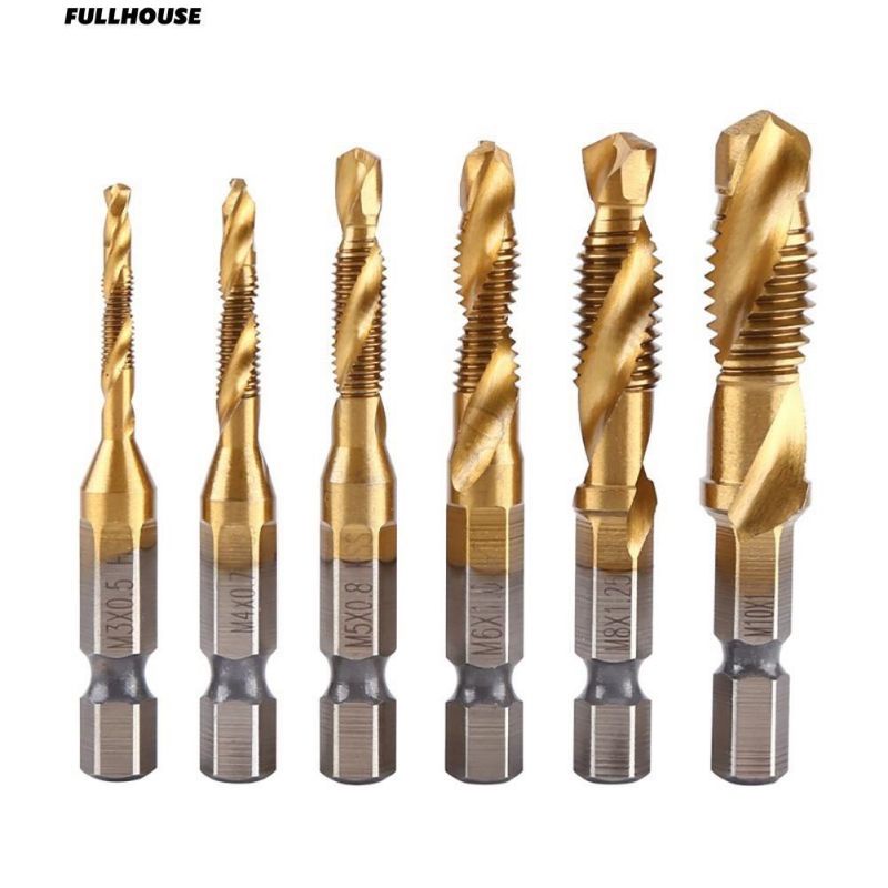 bộ 6 mũi taro ren M3-&gt;M10 SỊN bằng thép phủ titan tạo ren inox ( chính hãng)