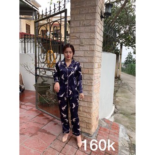 Bộ PIJAMA lụa sau sinh ( bầu bú 2in1)