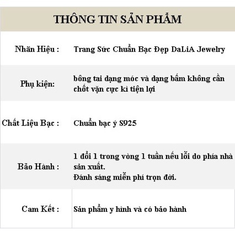 Bông tai bạc nữ DaLiA Jewelry đủ màu hạt trai xinh