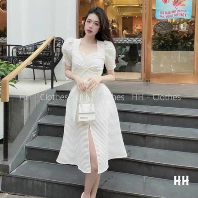 Váy xòe buộc nơ cổ cách điệu