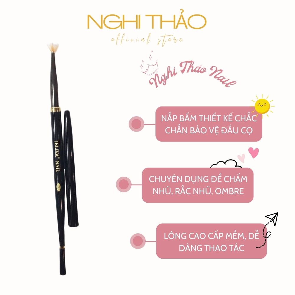Cọ quạt vẽ móng rắc nhũ Jeliva NGHI THẢO 09