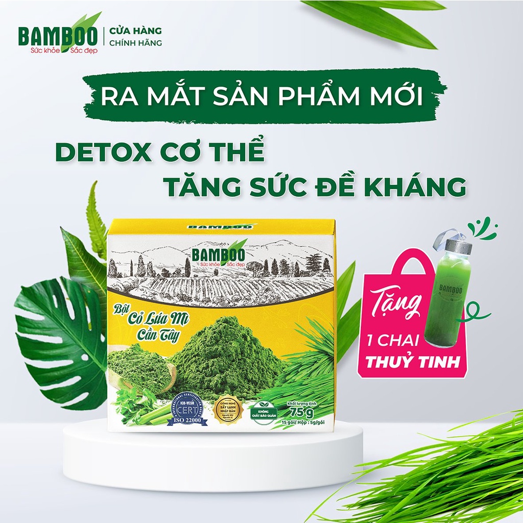 Bột cỏ lúa mì cần tây Bamboo hỗ trợ giảm cân hiệu quả, tăng cường sức khỏe ( Hộp 75g/ 15 gói)