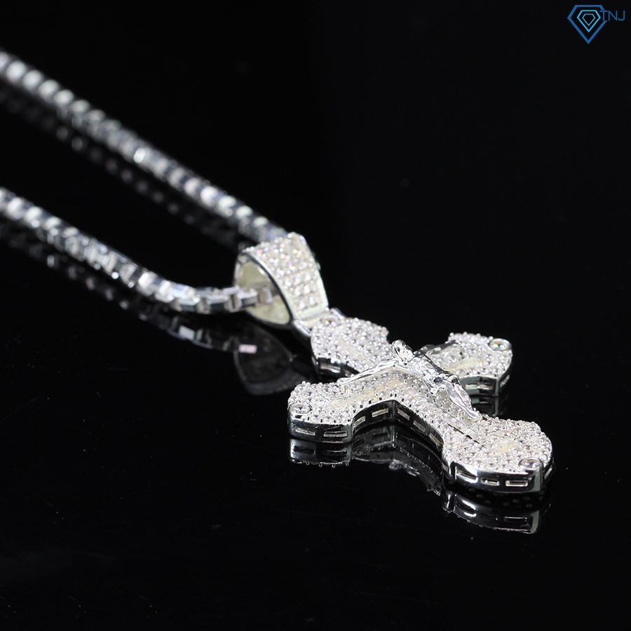 Vòng cổ nam bạc thật mặt thánh giá đính đá sang trọng DCA0078 - Trang sức TNJ