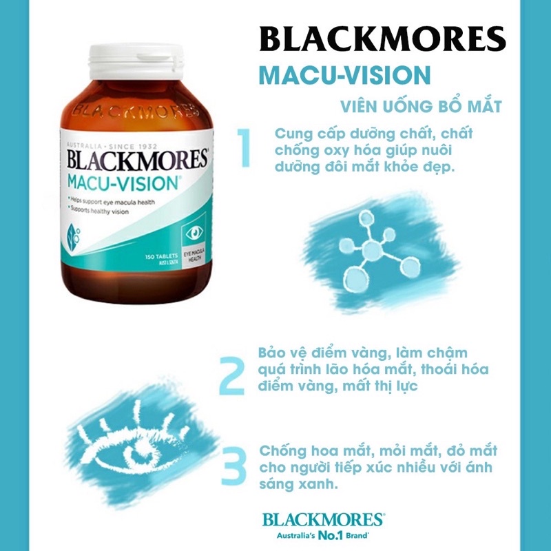 Viên uống bổ mắt Blackmore Macu Vision tăng cường thị lực 125 viên