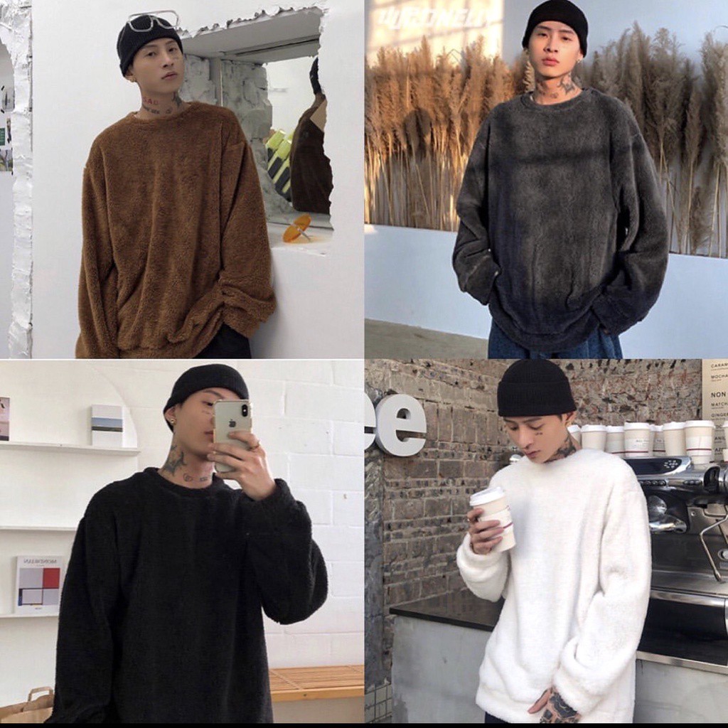 Áo khoác nam nữ nỉ trơn mặt bông unisex cổ tròn 3 màu | BigBuy360 - bigbuy360.vn