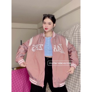 Áo khoác Gió bomber 🌸🌼Áo bomber gió màu Hồng siêu xinh(kèm video và ảnh thật)