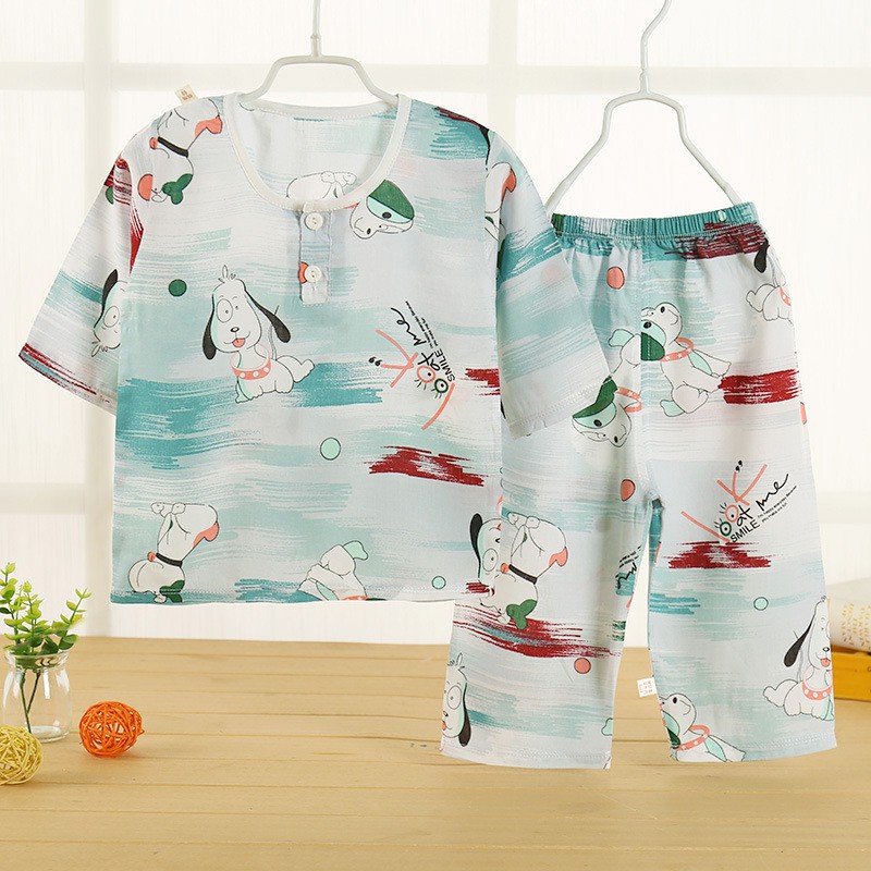 Bộ Đồ Ngủ Pijama Vải Cotton Thời Trang Mùa Hè 2020 Cho Bé