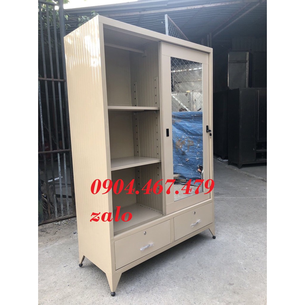 Tủ sắt quần áo cửa lùa sơn tĩnh điện