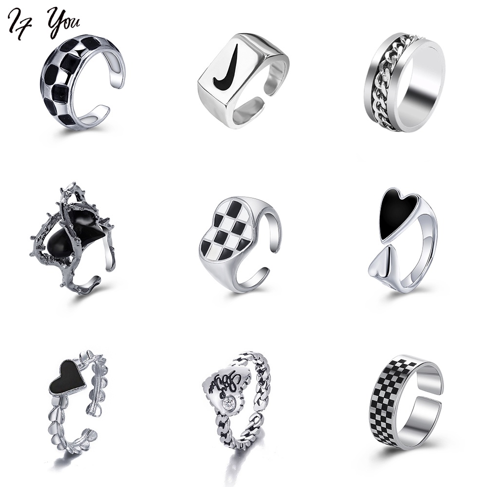 Set nhẫn nữ AY màu bạc nhiều kiểu dáng thời trang