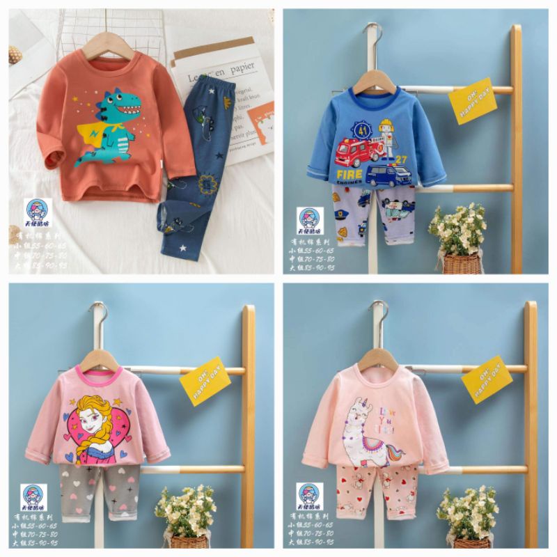 Bộ cotton xuất hàn bé trai / bé gái nhí / nhỡ / đại