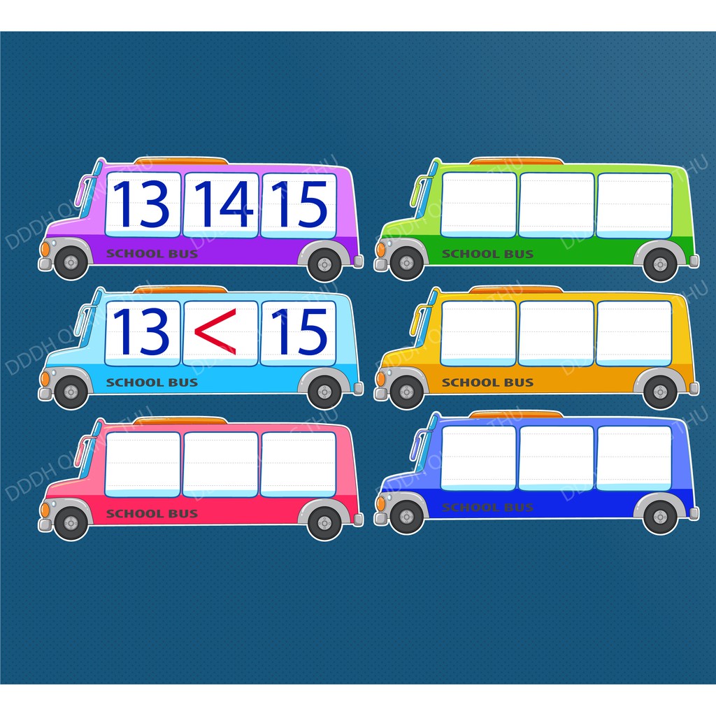 [Đồ dùng dạy học] Xe Bus học so sánh, số liên tiếp