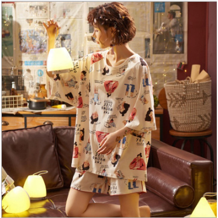 Bộ mặc nhà nữ họa tiết dễ thương