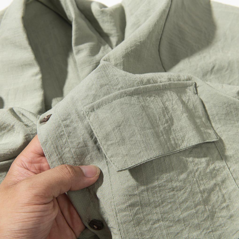 Áo Đũi Nam Cổ Bẻ Áo Sơ Mi Đũi Có Cổ Cộc Tay Túi Hộp | BigBuy360 - bigbuy360.vn