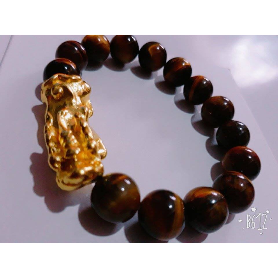 vòng tay đá mắt Hổ 10 ly - mệnh kim, thổ